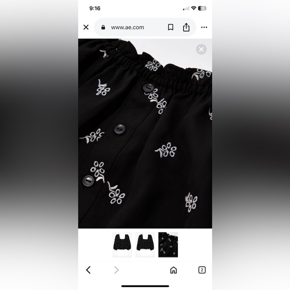 American Eagle Outfitters Black Ruffled 3/4 Sleeve Blouse – Size M - Picture 5 of 7